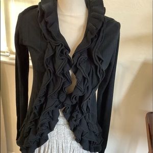 BLACK JACKET CARDIGAN WITH RAFFLES